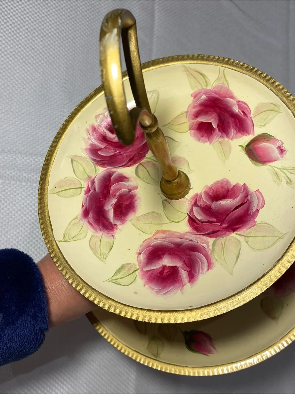 Vintage 2 tiered floral cupcake stand - tea or garden party decor